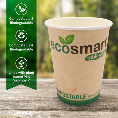Paper Cups 100 Pcs 8oz Disposable Coffee Cup for Stackable & Recyclable for Cafe Business 9cm x 8cm x 5cm - 4