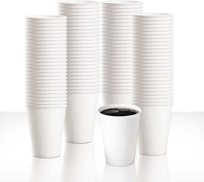 Paper Cups 8oz 100 Pack Single Wall White Disposable Cups for Hot and ...