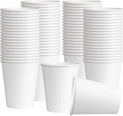 Paper Cups 8oz 100 Pack Single Wall White Disposable Cups for Hot and ...