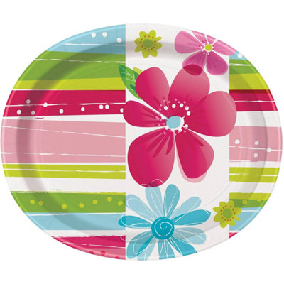 Paper Flowers Party Plates (Pack of 8) Multicoloured (One Size)