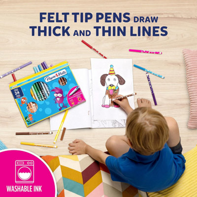Paper Mate 24 Childrens Felt Tip Pens Colouring Pens Washable Ink 24 ...