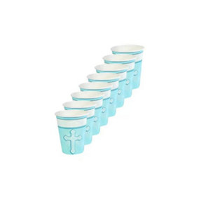 Paper Radiant Cross Party Cup (Pack of 8) Blue/White (One Size)