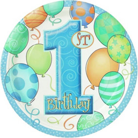 Paper Round 1st Birthday Party Plates (Pack of 8) Multicoloured (One Size)