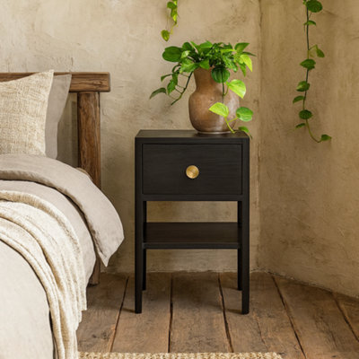 Paracatu Black Wood Grain Bedside Table with Drawer — free download