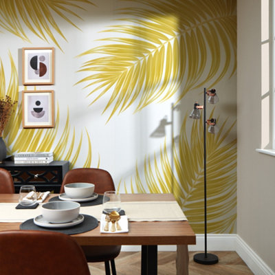 Paradise Palm Fronds Mural In Golden Yellow (350cm x 240cm)