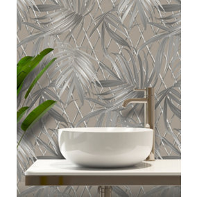 Paradise Palm luxury heavyweight wallpaper - Taupe