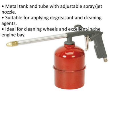 Paraffin Spray Gun - Metal Tank and Tube - Degreasant Application Wheel Cleaning