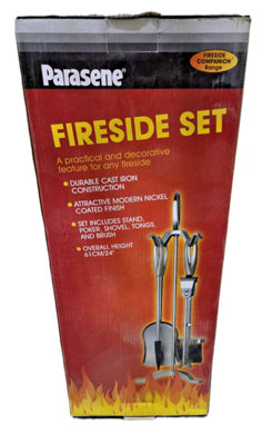 Parasene Fireside Companion Set Cast Iron 5 Piece Victorian Style Black