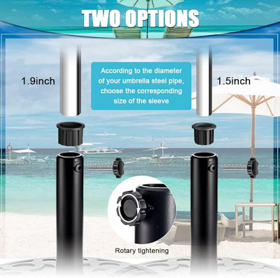Photect 6-Piece Patio Umbrella Base Ring Plug Cover Set With Hand Knobs - Fits 1", 1.3", 1.5", 1.9" Poles
