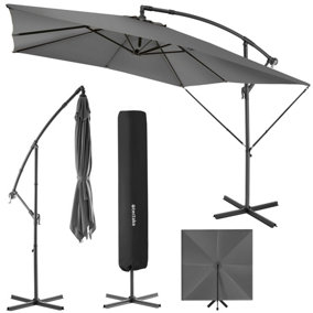 Parasol Apollo - 250 x 250 cm, tilt adjustable, protective cover included - light grey