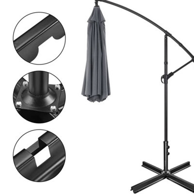 7.5 patio table umbrella Black Crank & Tilt Round Patio Umbrella, 7.5'