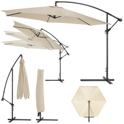 Parasol Ciccio - 350 cm, cantilever garden shade, adjustable tilt angle, with protective cover - beige