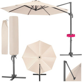 Parasol Daria - 300 cm, cantilever garden umbrella, with foot pedal, protective cover - beige