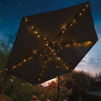 Parasol Solar Powered String Lights with 8 Branches - Fairy Lights for Outdoor Garden Umbrellas with 72 LEDs - Each Branch L135cm