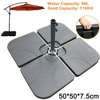 Parasol Stand Base  4pcs Square Heavy Duty For Patio Yard Umbrella Cantilever Garden Outdoor Filled By Sand Water