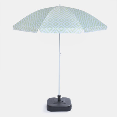 Parasol Umbrella Garden Outdoor Canopy Patio Sun Shade Beach, Sage Geo - 1.8m