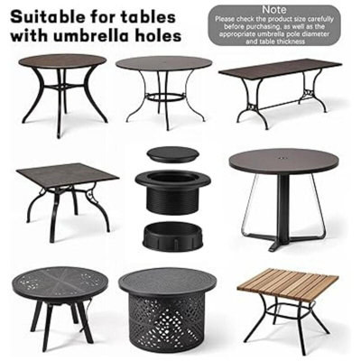 Patio Table Umbrella Hole Ring Plug Cap Set - 2 Inch Outdoor Parasol Table Hole Cover Insert