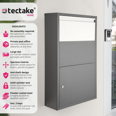 Parcel Locker with Security Flap 44 x 22 x 82 cm - anthracite