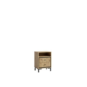 Parii Bedside Table in Oak Artisan - W500mm H680mm D370mm, Rustic and Functional