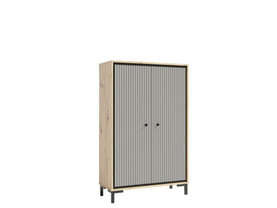 Parii Highboard Cabinet in Grey - W890mm H1400mm D370mm, Sophisticated and Versatile