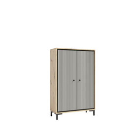 Parii Highboard Cabinet in Grey - W890mm H1400mm D370mm, Sophisticated and Versatile