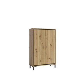 Parii Highboard Cabinet in Oak Artisan - W890mm H1400mm D370mm, Classic and Functional
