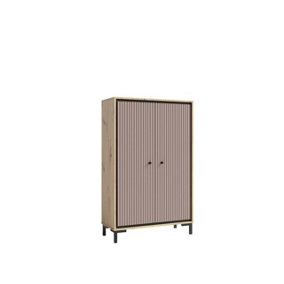 Parii Highboard Cabinet in Pink - W890mm H1400mm D370mm, Vibrant and Chic