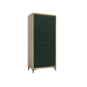 Parii Hinged Door Wardrobe in Green - W890mm H1960mm D540mm, Vibrant and Spacious