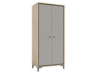 Parii Hinged Door Wardrobe in Grey - W890mm H1960mm D540mm, Sophisticated and Practical