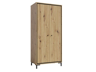 Parii Hinged Door Wardrobe in Oak Artisan - W890mm H1960mm D540mm, Elegant and Functional