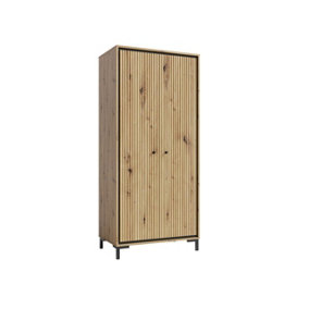 Parii Hinged Door Wardrobe in Oak Artisan - W890mm H1960mm D540mm, Elegant and Functional