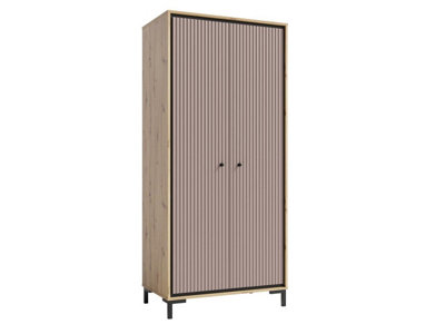 Parii Hinged Door Wardrobe in Pink - W890mm H1960mm D540mm, Chic and Organised