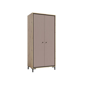 Parii Hinged Door Wardrobe in Pink - W890mm H1960mm D540mm, Chic and Organised
