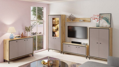 Parii Hinged Door Wardrobe in Pink - W890mm H1960mm D540mm, Chic and Organised