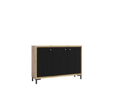 Parii Sideboard Cabinet in Black - W1300mm H920mm D370mm, Modern and Elegant