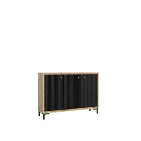 Parii Sideboard Cabinet in Black - W1300mm H920mm D370mm, Modern and Elegant
