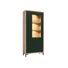 Parii Tall Display Cabinet in Green - W890mm H1960mm D540mm, Fresh and Inviting