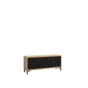 Parii TV Cabinet in Black - W1300mm H560mm D370mm, Sleek and Modern