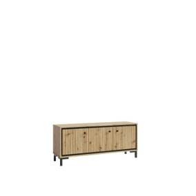 Parii TV Cabinet in Oak Artisan - W1300mm H560mm D370mm, Classic Wood Finish