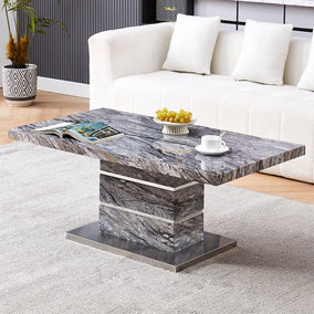 Parini Coffee Table High Gloss Coffee Table for Living Room Centre Table Tea Table for Living Room Furniture Melange Marble Effect