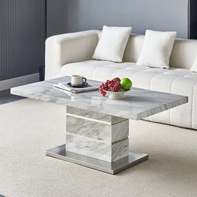 Parini Coffee Table High Gloss Coffee Table for Living Room Centre Table Tea Table Living Room Furniture Magnesia Marble Effect