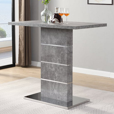 Parini Concrete Effect Bar Table With 4 Candid Grey Stools