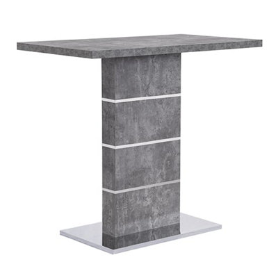 Parini Concrete Effect Bar Table With 4 Candid Grey Stools