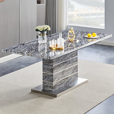 Parini Extendable Dining Table Large In Melange Marble Effect