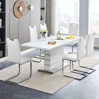 White gloss dining table 6 seater online