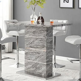Parini High Gloss Bar Table Rectangular In Melange Marble Effect