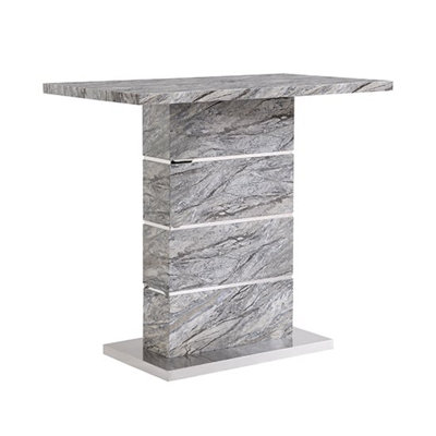Parini High Gloss Bar Table Rectangular In Melange Marble Effect