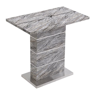 Parini High Gloss Bar Table Rectangular In Melange Marble Effect
