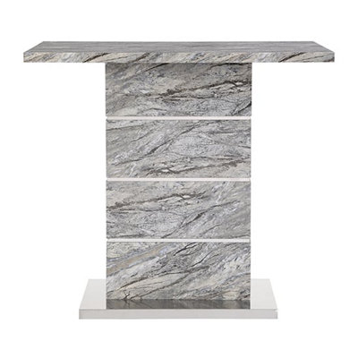 Parini High Gloss Bar Table Rectangular In Melange Marble Effect