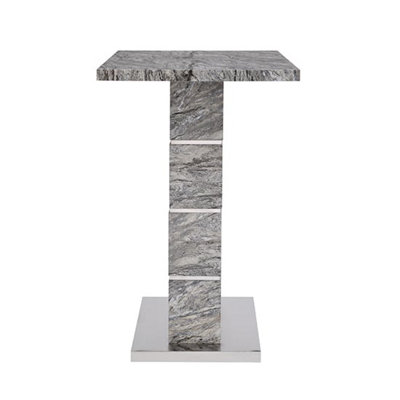 Parini High Gloss Bar Table Rectangular In Melange Marble Effect